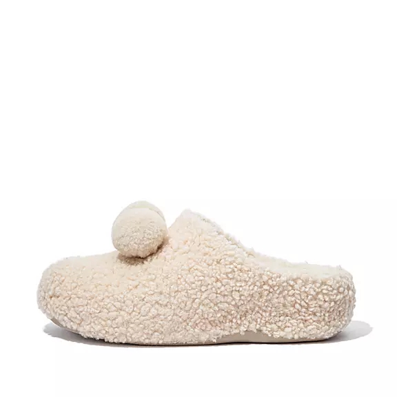 σαμπο FitFlop SHUV Pom-Pom Shearling ασπρα | 96062170