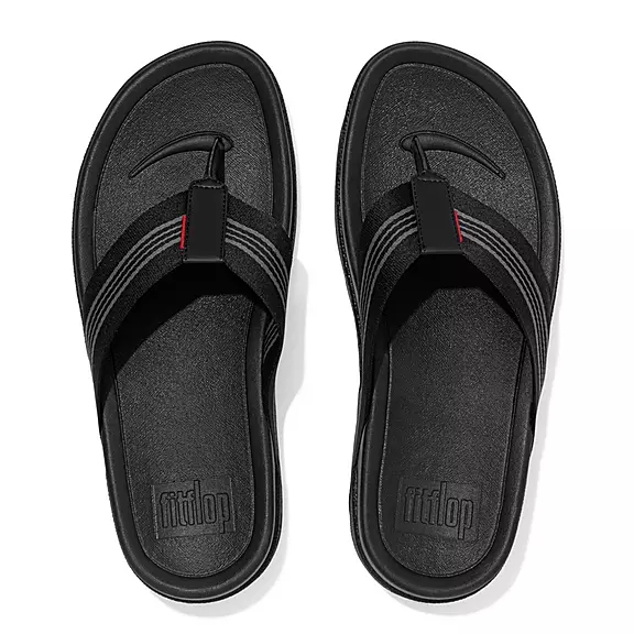 Toe-post σανδάλια FitFlop SURFER Stripe Webbing μαυρα | 79123165