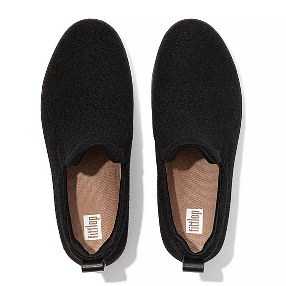 αθλητικά παπούτσια FitFlop RALLY Felt Slip-On μαυρα | 33875053