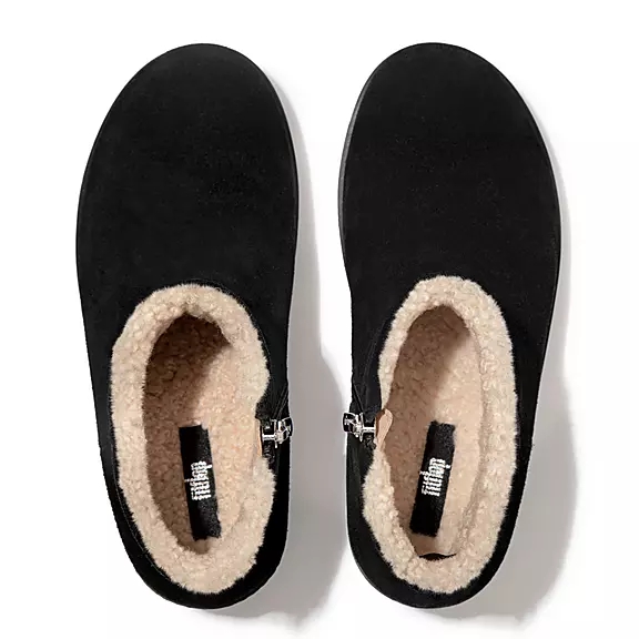 μποτακια FitFlop PILAR Shearling-επενδυση σουετ flatforms μαυρα | 67934261