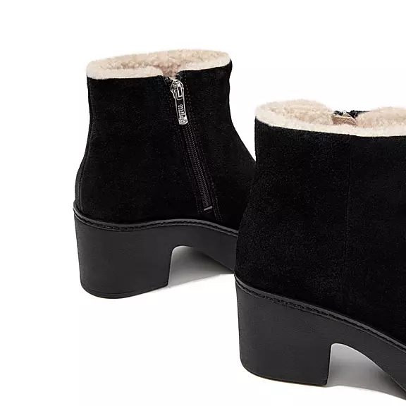 μποτακια FitFlop PILAR Shearling-επενδυση σουετ flatforms μαυρα | 67934261