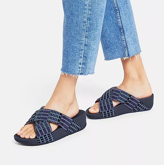 παντοφλεσ FitFlop LULU Art-Denim Cross σκουρο μπλε | 66732713