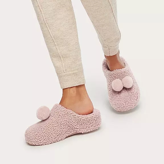 σαμπο FitFlop SHUV Pom-Pom Shearling ροζ | 30175954